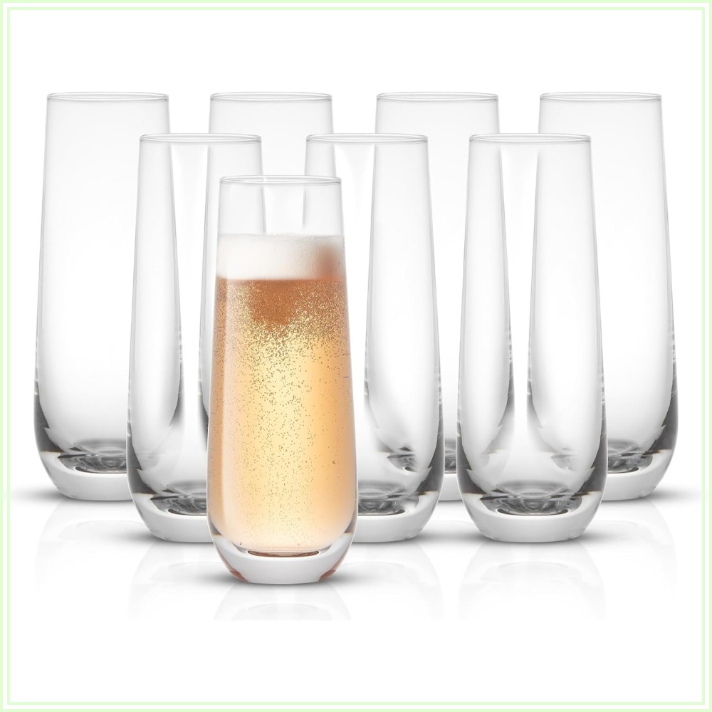 Highball Glass Set - Saplı Olmayan Şampanya Kadehleri 8'li Set,