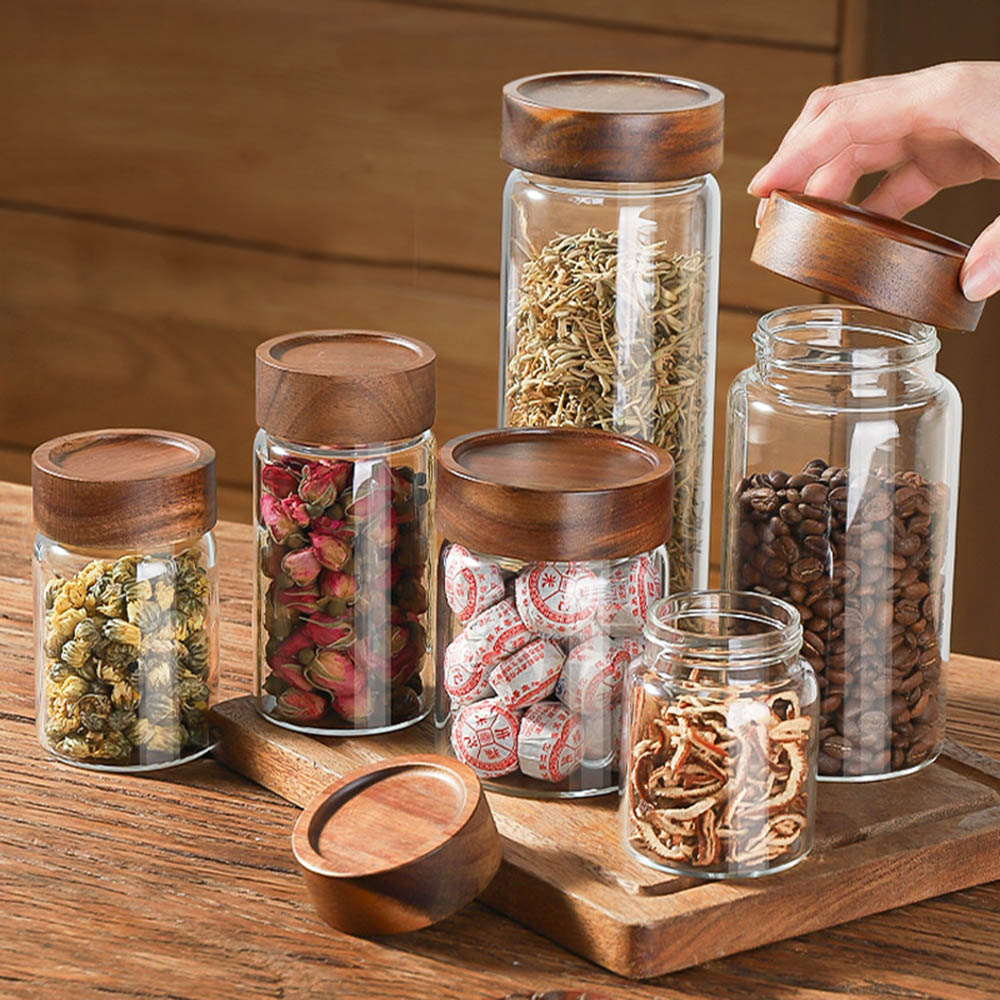 Highball Glass Set - Kapaklı Yüksek Borosilikat Cam Depolama Tankı