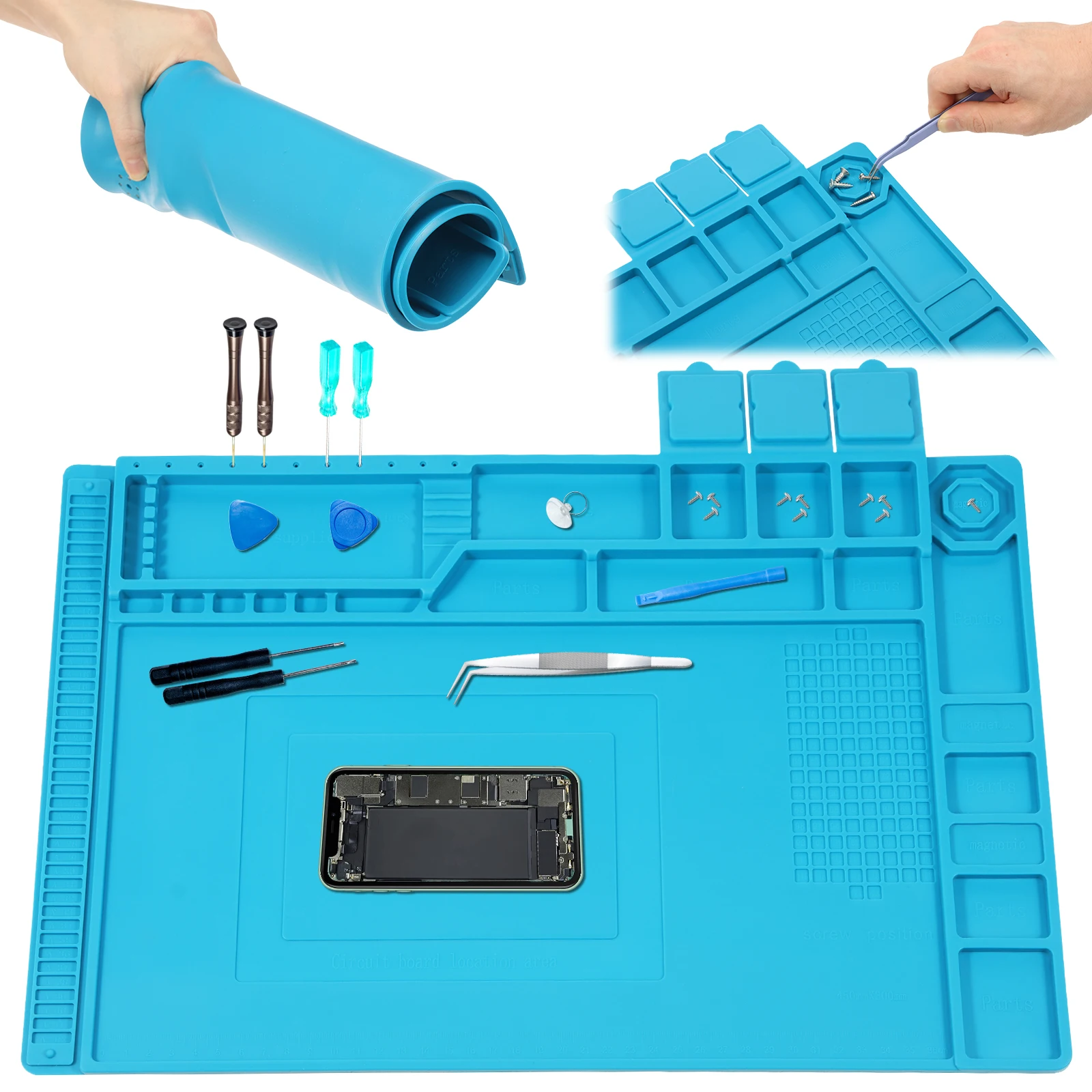 Bar Mat Rubber - 45x30cm silikon lehimleme matı ısıya dayanıklı